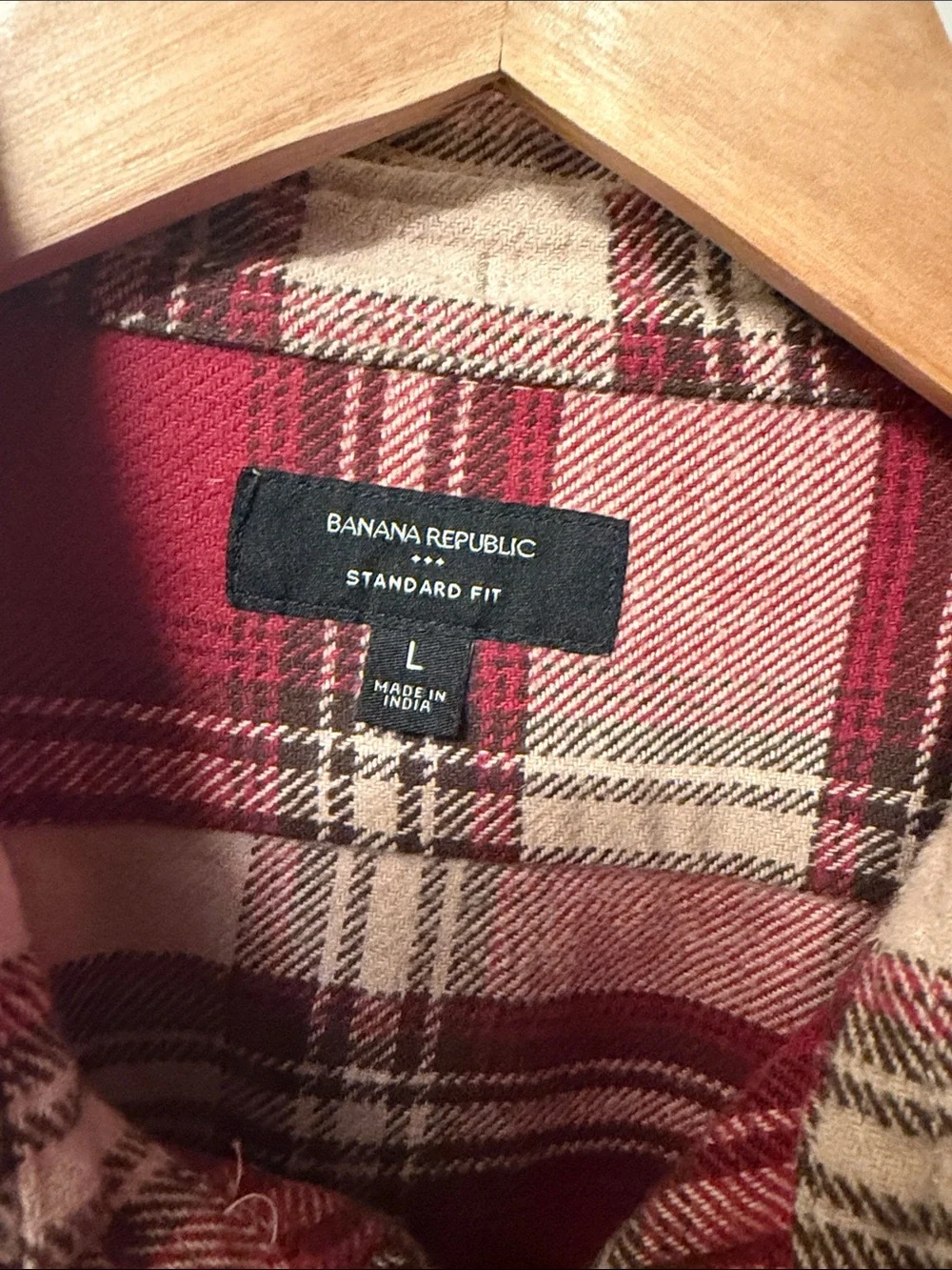 Banana Republic Red & Cream Plaid Button-Up Shirt